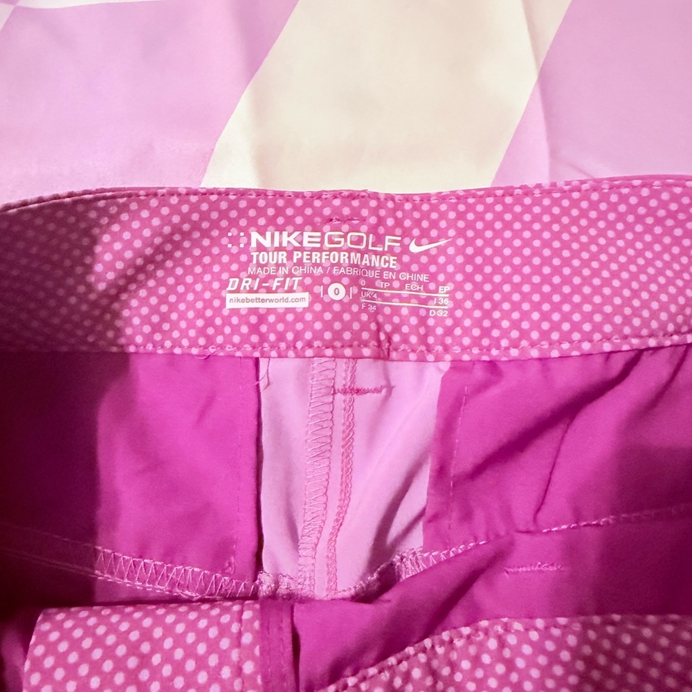 Nike Golf Tour Performance Dri-FIT Polka Dot Shorts - Pink/Purple - Size 0 - Picture 7 of 12
